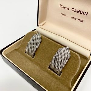 Vintage Pierre Cardin Silver Mesh Cuff Links